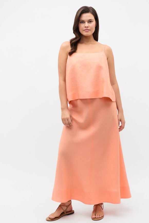 Core Linen Seam Front Skirt  Tangerine Core Linen Seam Front Skirt  Tangerine  hi-res