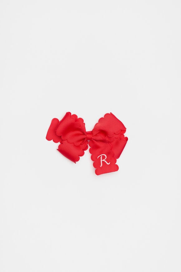 Grosgrain Initial Bow Duck Clip  R Grosgrain Initial Bow Duck Clip  R  hi-res