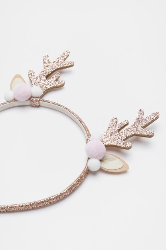 Glitter Reindeer Headband  Gold Glitter Reindeer Headband  Gold  hi-res