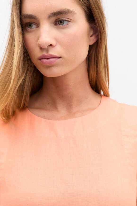 Linen A Line Mini Dress  Tangerine Linen A Line Mini Dress  Tangerine  hi-res