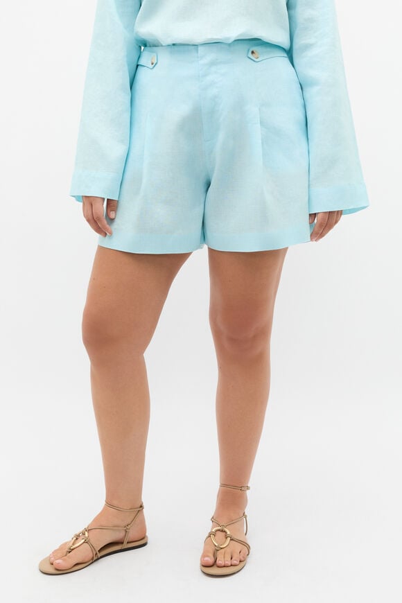 Linen Button Tab Short  Skyway Linen Button Tab Short  Skyway  hi-res