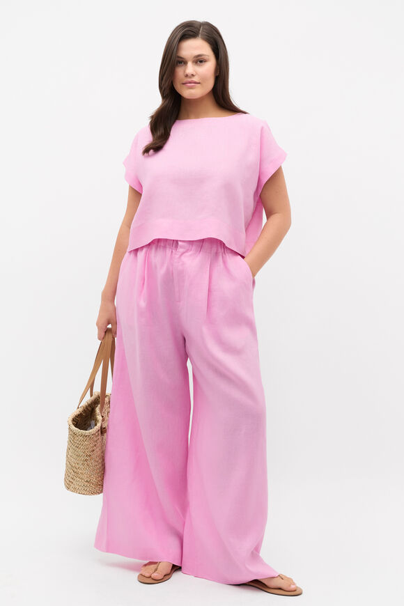 Linen Boxy Shell Top  Fairy Floss  hi-res