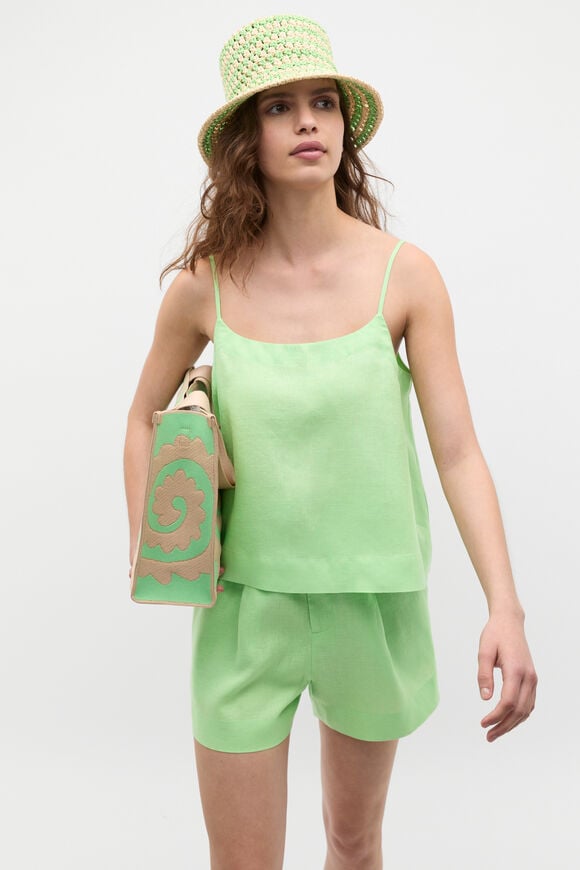 Linen Scoop Cami  Green Apple Linen Scoop Cami  Green Apple  hi-res