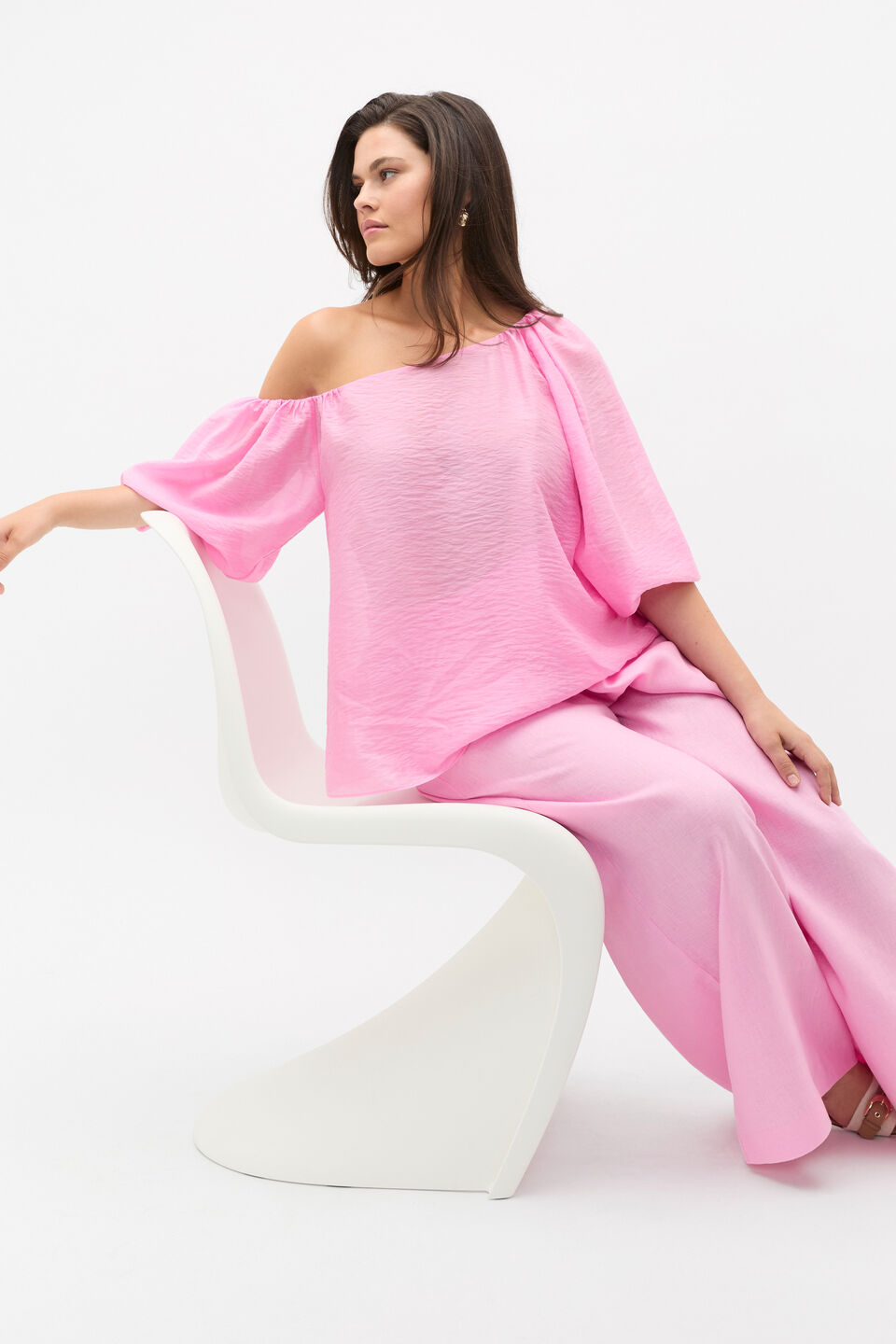 Asymmetric Blouson Top  Fairy Floss