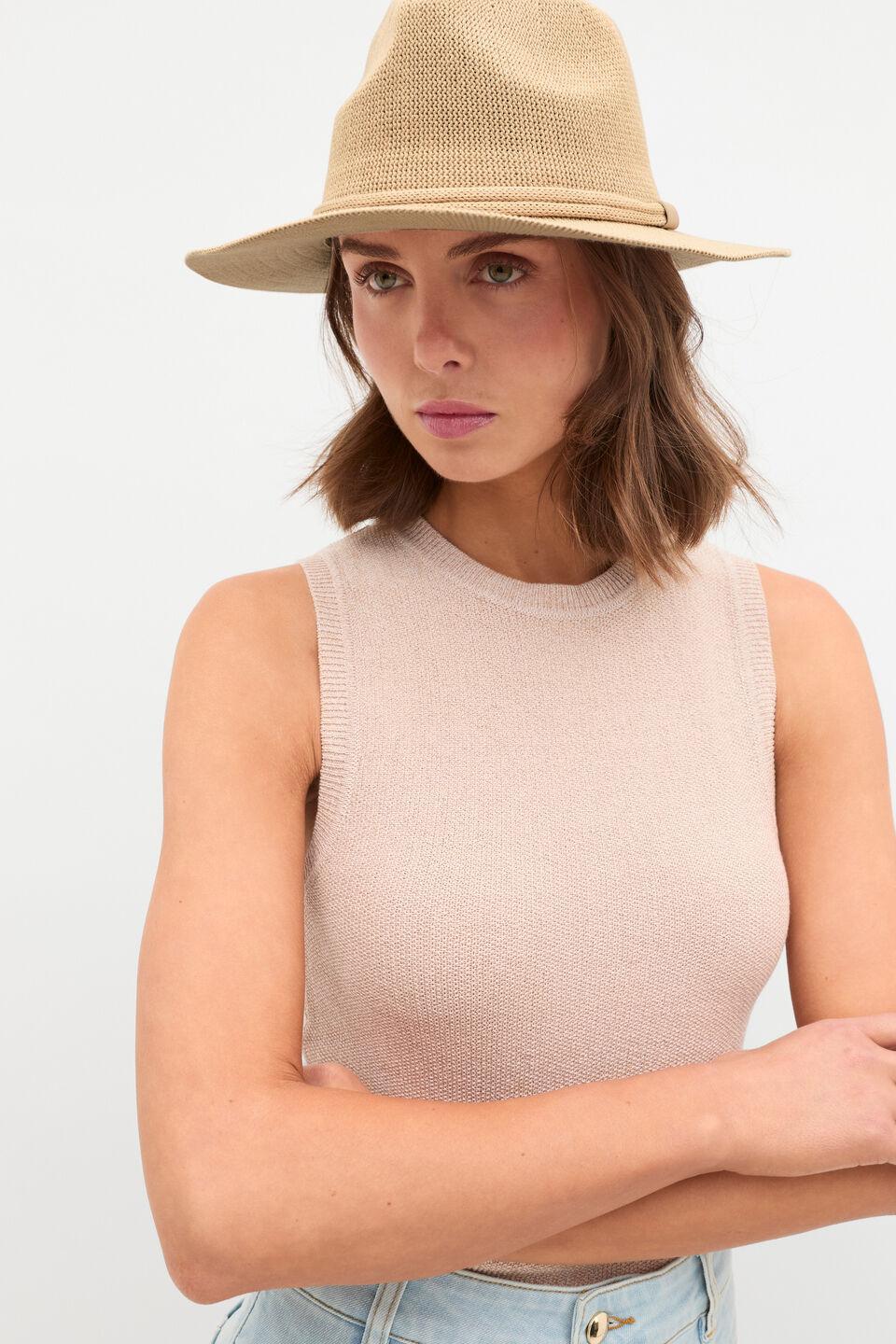 Knit Fedora  Ecru