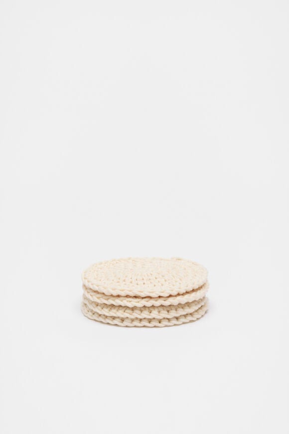 Alyra Crochet Coaster Set of 4  Buttercream Alyra Crochet Coaster Set of 4  Buttercream  hi-res