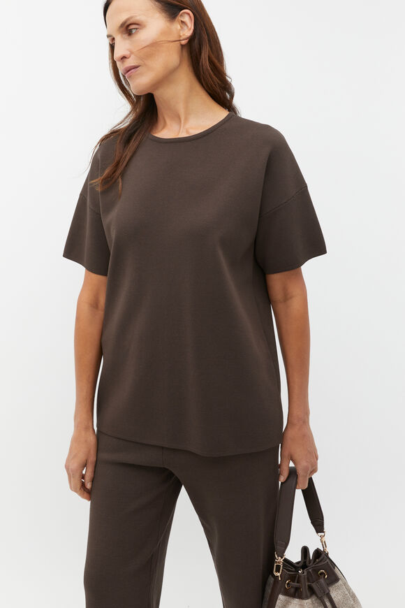 Oversized Crepe Knit Tee  Dark Espresso  hi-res