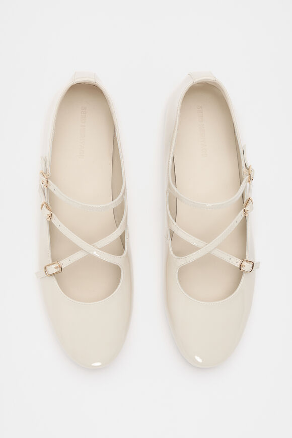 Cameron Triple Strap Ballet Flat  Cream Patent Cameron Triple Strap Ballet Flat  Cream Patent  hi-res