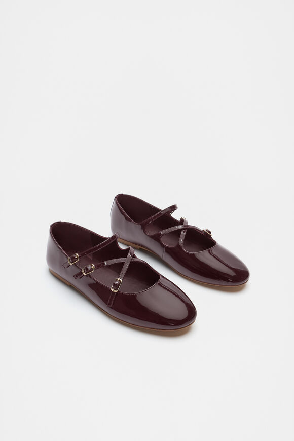 Cameron Triple Strap Ballet Flat  Dark Plum Patent Cameron Triple Strap Ballet Flat  Dark Plum Patent  hi-res