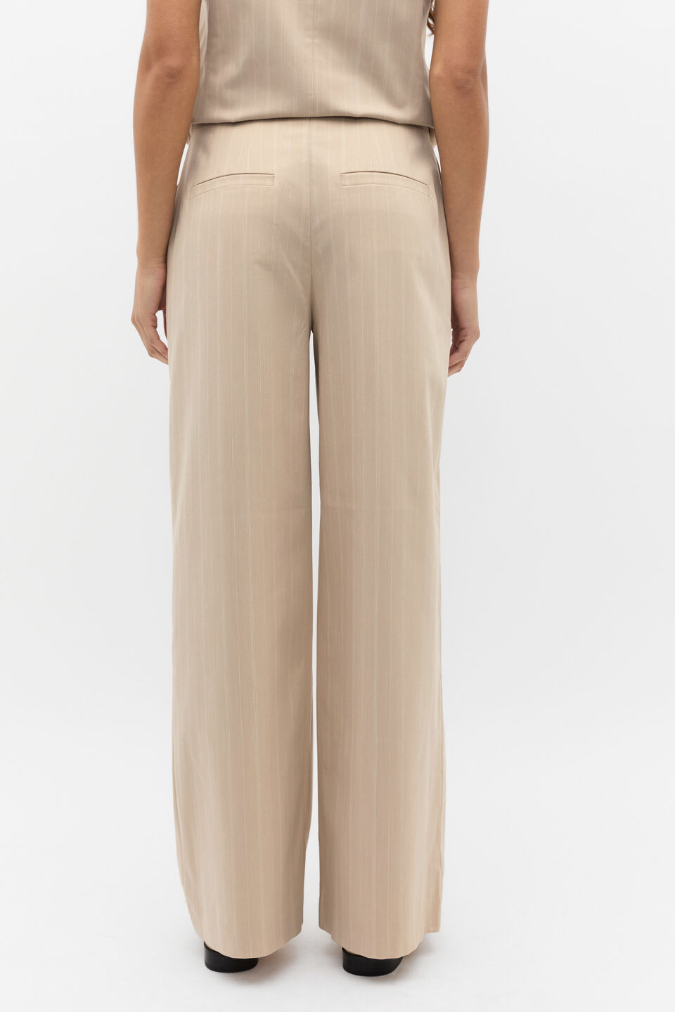 Pinstripe Pleat Pant  Latte Pinstripe