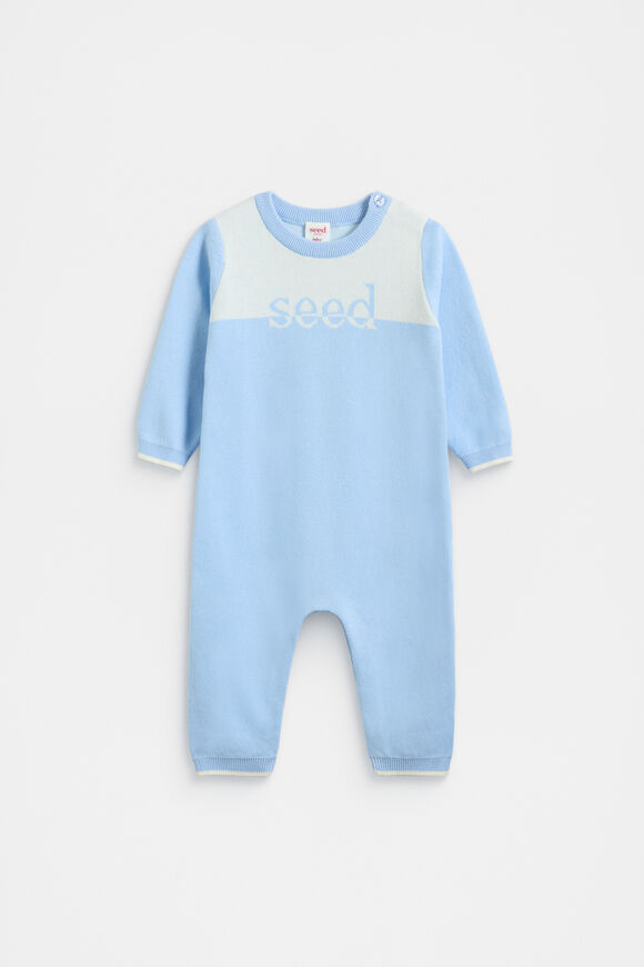 Logo Knit Jumpsuit  Clear Blue Logo Knit Jumpsuit  Clear Blue  hi-res