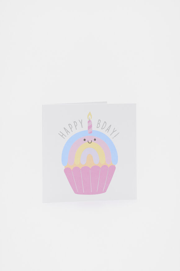 Happy Bday Rainbow Cupcake Card  Multi Happy Bday Rainbow Cupcake Card  Multi  hi-res