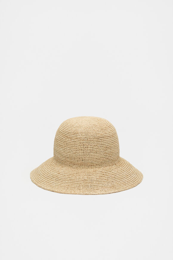 Raffia Rounded Bucket Hat  Natural Raffia Rounded Bucket Hat  Natural  hi-res