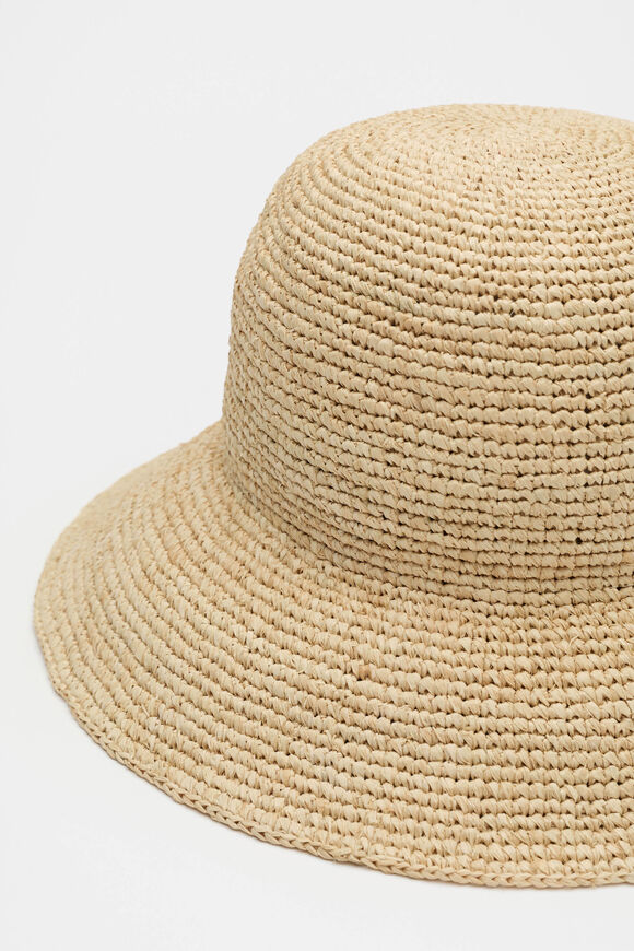 Raffia Rounded Bucket Hat  Natural Raffia Rounded Bucket Hat  Natural  hi-res