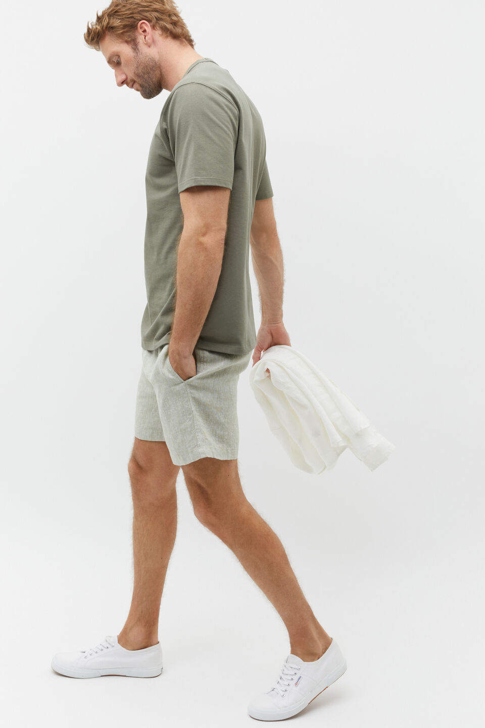 Linen Short  Pale Olive Crossdye