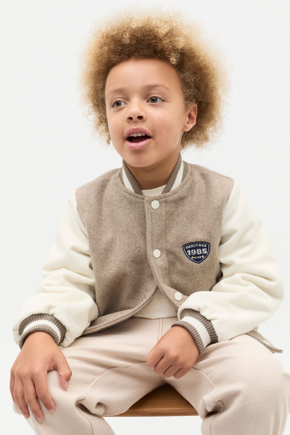 Wool Blend Bomber Jacket  Oat Marle