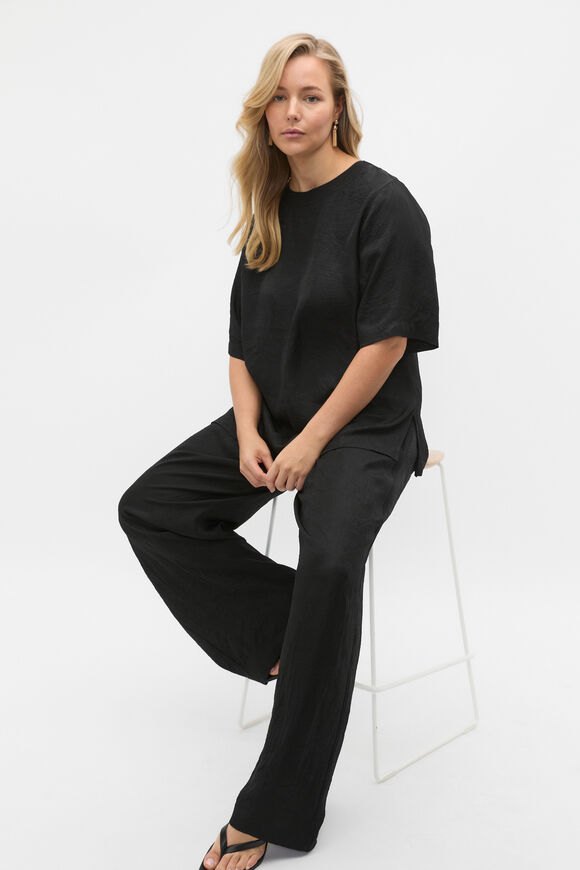 Textured Satin Tee  Black  hi-res