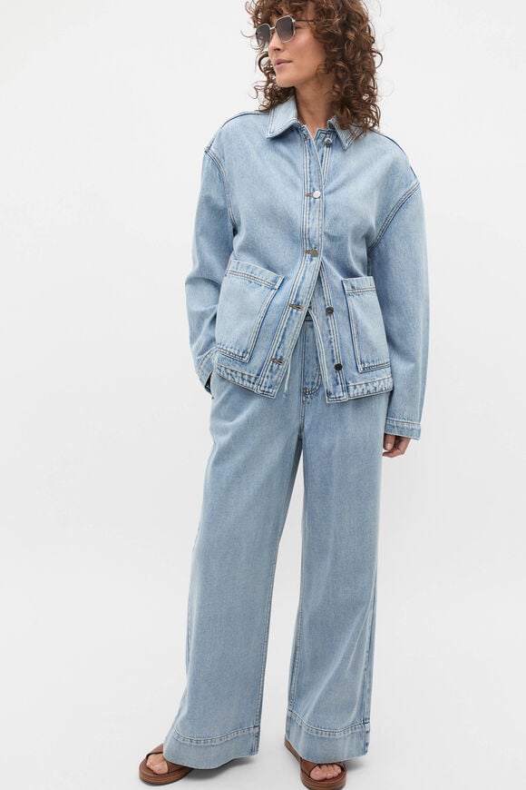 Elasticated Wide Leg Jean  Blue Wash Elasticated Wide Leg Jean  Blue Wash  hi-res