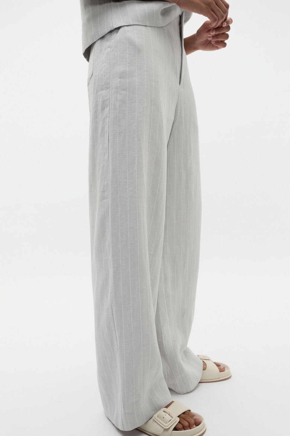 Linen Pinstripe Pant  Cloud Grey Pinstripe