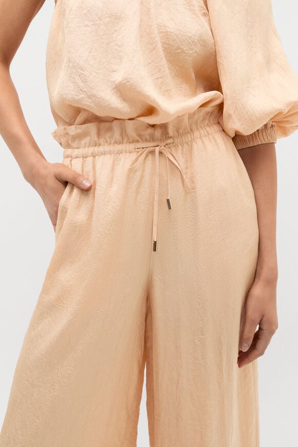 Textured Satin Paperbag Pant  Apricot Textured Satin Paperbag Pant  Apricot  hi-res