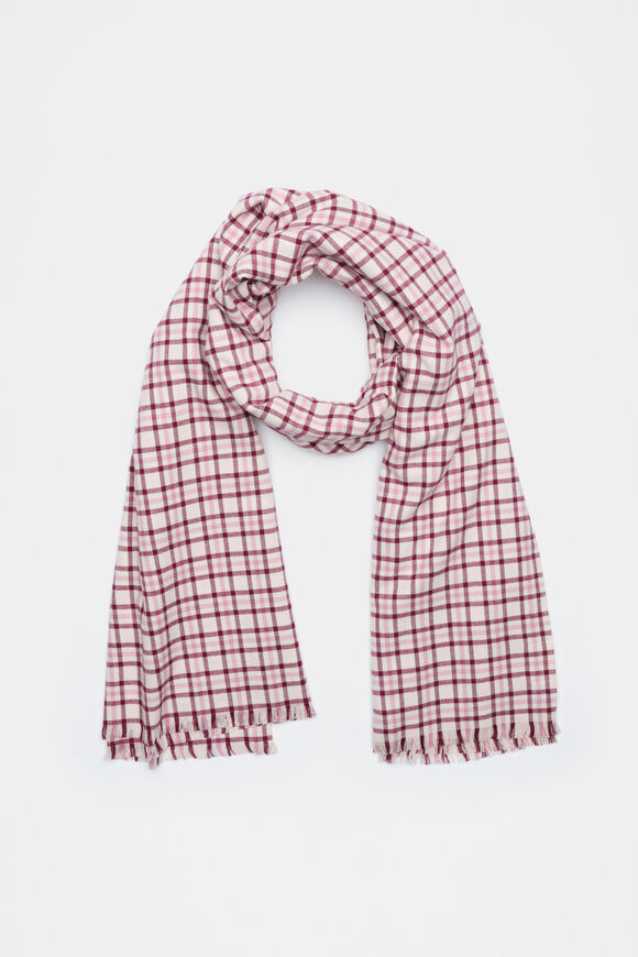 Multi Check Scarf  Plum Red Multi Check Scarf  Plum Red  hi-res