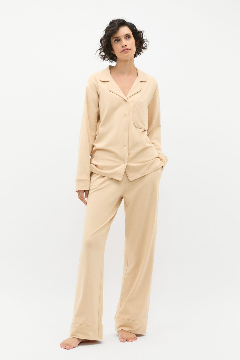 Jersey Button Through Top and Pant Set  Marzipan Marle