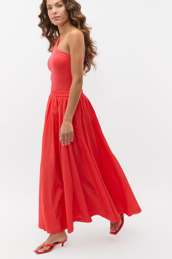 Voile Gathered Skirt  Electric Crimson Voile Gathered Skirt  Electric Crimson  hi-res