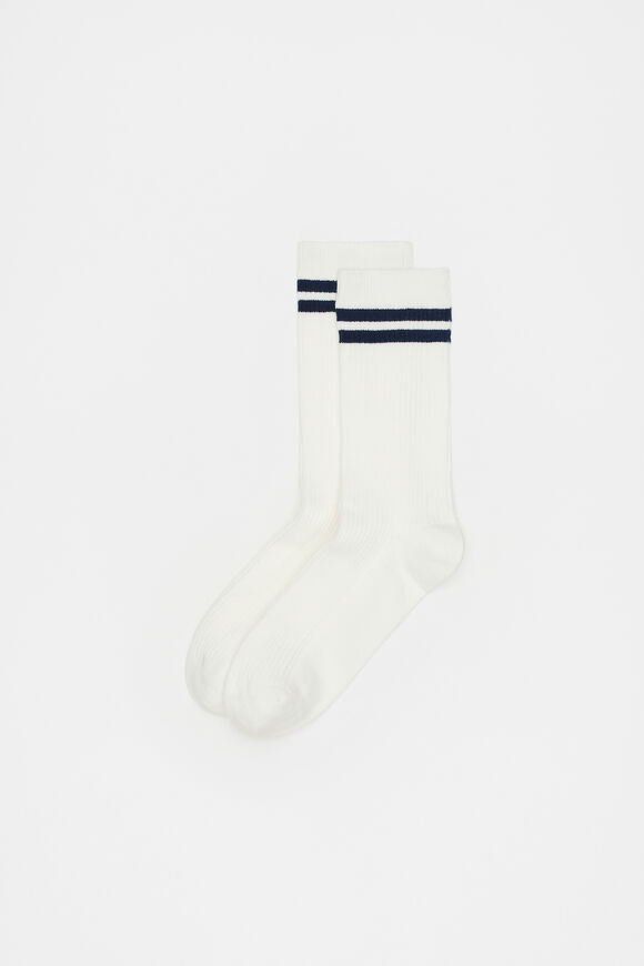 Stripe Rib Crew Sock  Twilight Blue Stripe Stripe Rib Crew Sock  Twilight Blue Stripe  hi-res