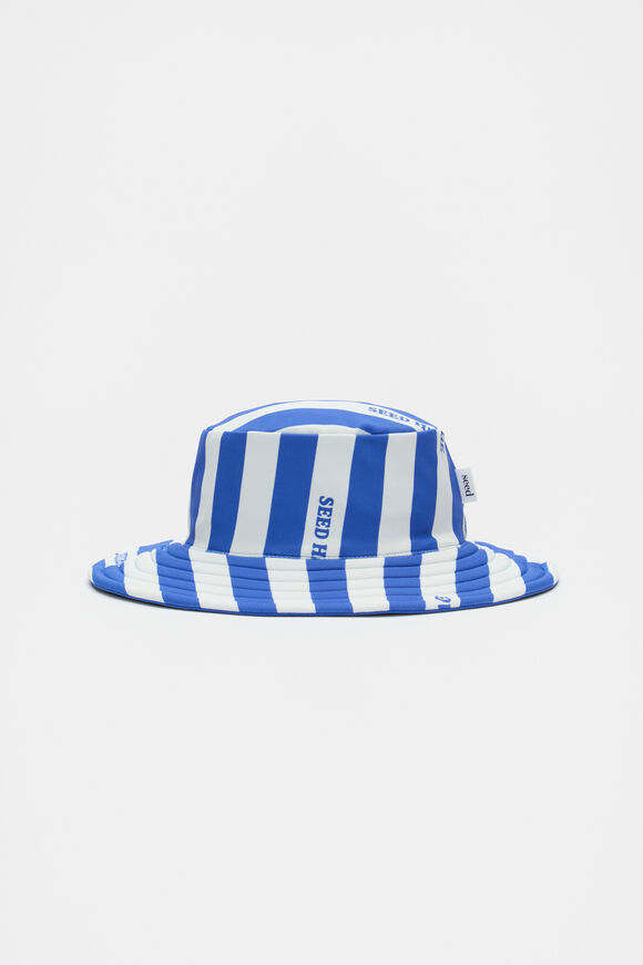 Stripe Swim Hat  Azure Blue Stripe Swim Hat  Azure Blue  hi-res