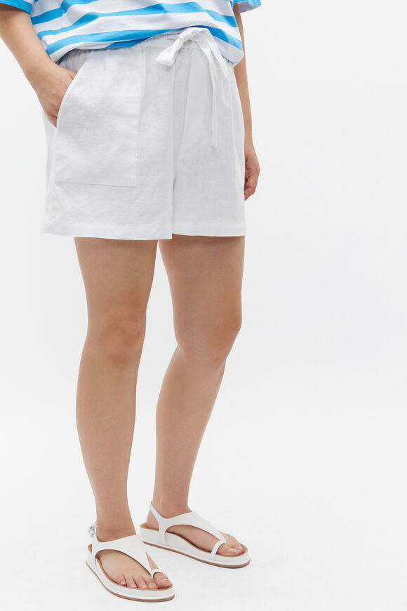 Core Linen Tie Waist Short  Whisper White Core Linen Tie Waist Short  Whisper White  hi-res