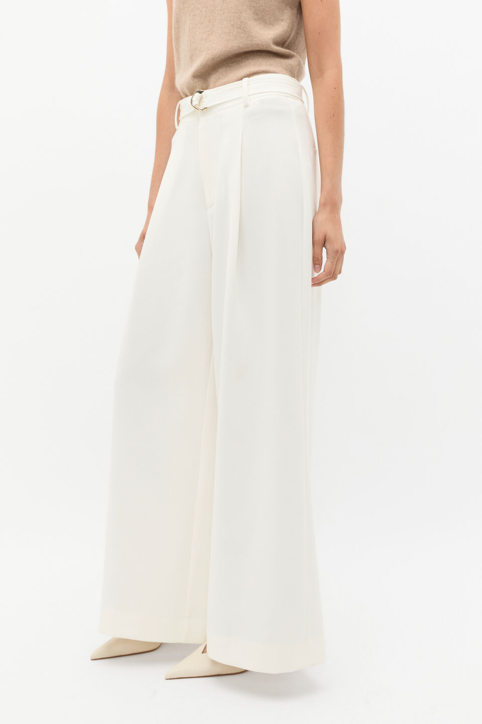 Belted Drapey Pant  Cloud Cream