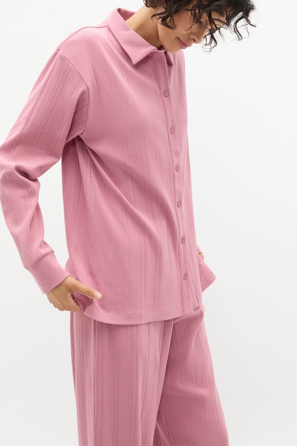 Vertical Rib Shirt and Pant Set  Mauve Vertical Rib Shirt and Pant Set  Mauve  hi-res