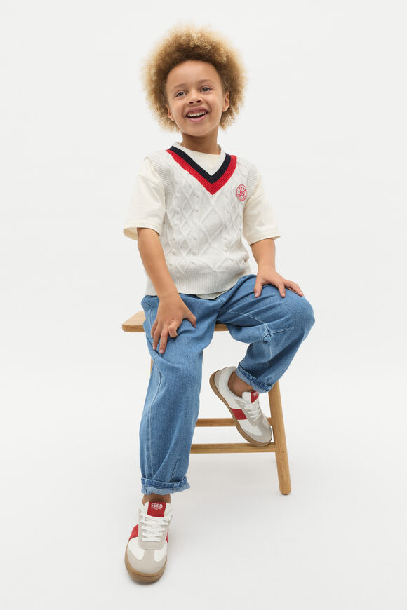 Cable Vest  Light Grey Marle  hi-res