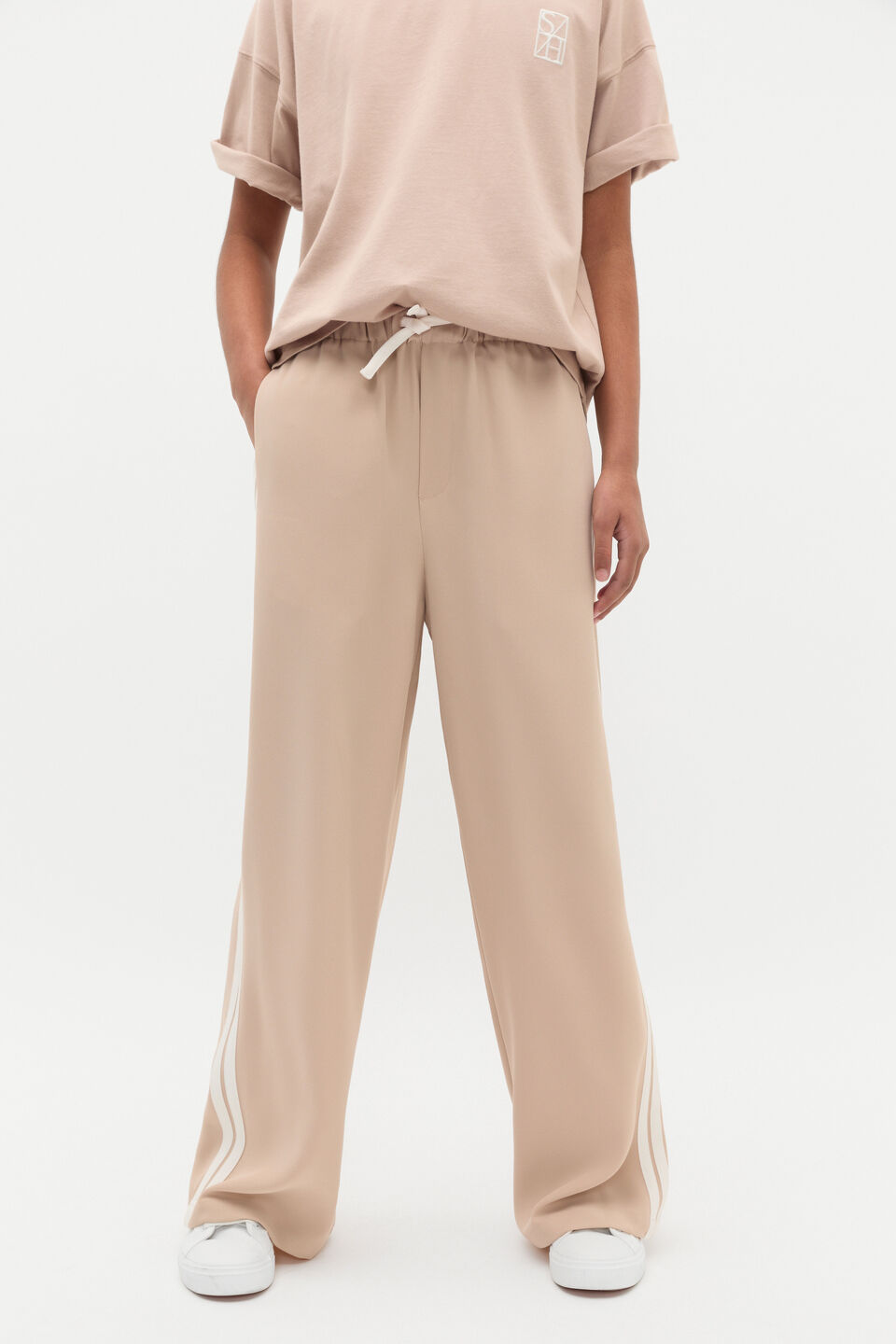 Side Stripe Twill Pant  Neutral