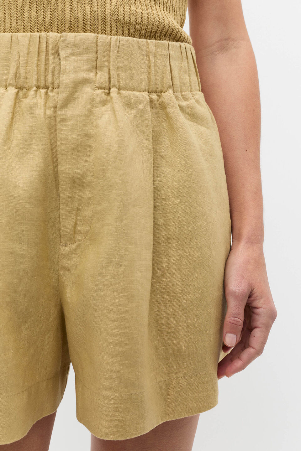 Core Linen Gathered Palazzo Short  Honey