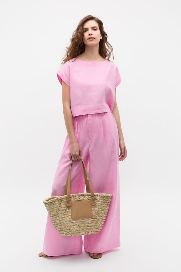 Linen Gathered Palazzo Pant  Fairy Floss Linen Gathered Palazzo Pant  Fairy Floss  hi-res