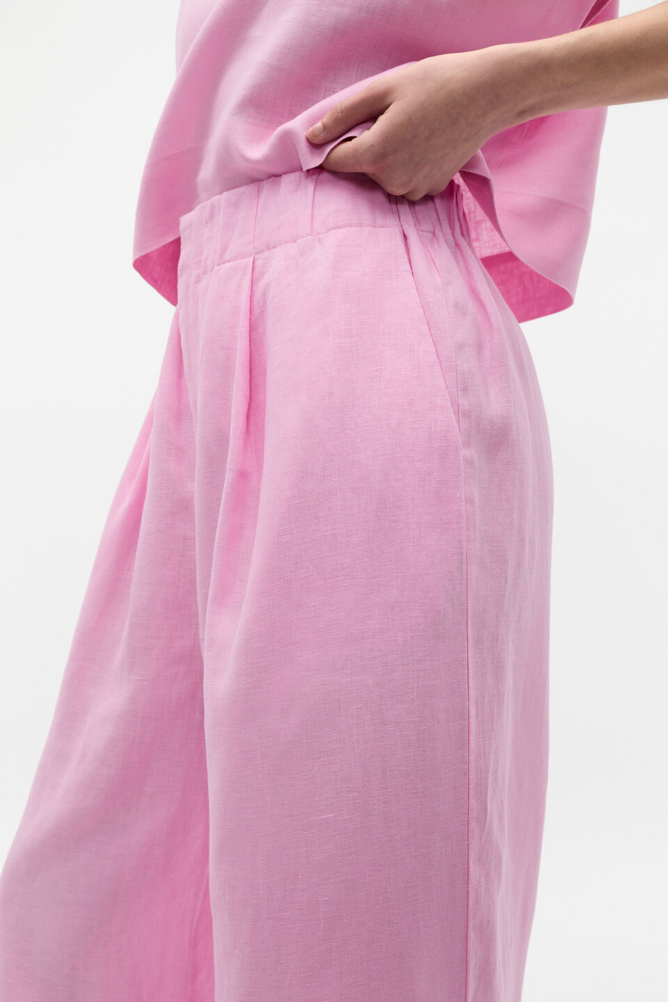 Linen Gathered Palazzo Pant  Fairy Floss