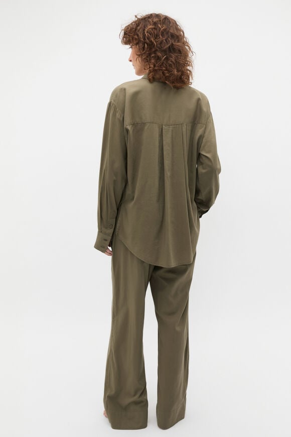 Oversized Voile Long Sleeve and Pant PJ Set  Olive Leaf Oversized Voile Long Sleeve and Pant PJ Set  Olive Leaf  hi-res