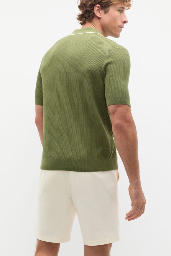 Ribbed Knit Polo  Green Apple Ribbed Knit Polo  Green Apple  hi-res