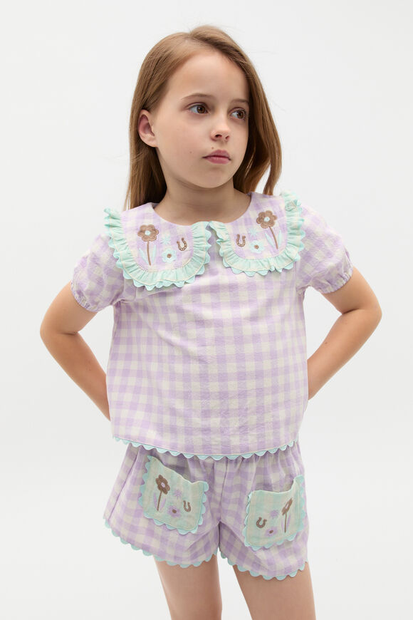 Spliced Gingham Top  Multi Spliced Gingham Top  Multi  hi-res