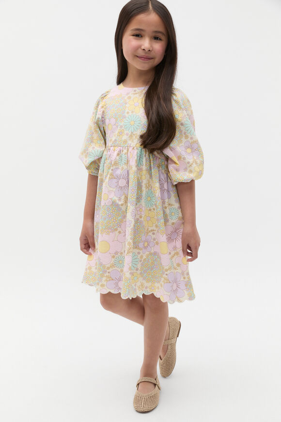 Floral Dress  Vintage Cream Floral Dress  Vintage Cream  hi-res