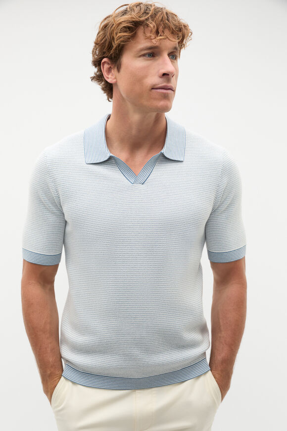 Multi Textured Knit Polo  Sailor Multi Textured Knit Polo  Sailor  hi-res