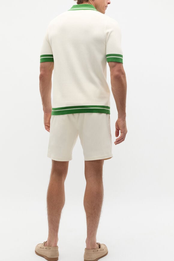 Contrast Trim Knit Shirt  Pea Green Contrast Trim Knit Shirt  Pea Green  hi-res