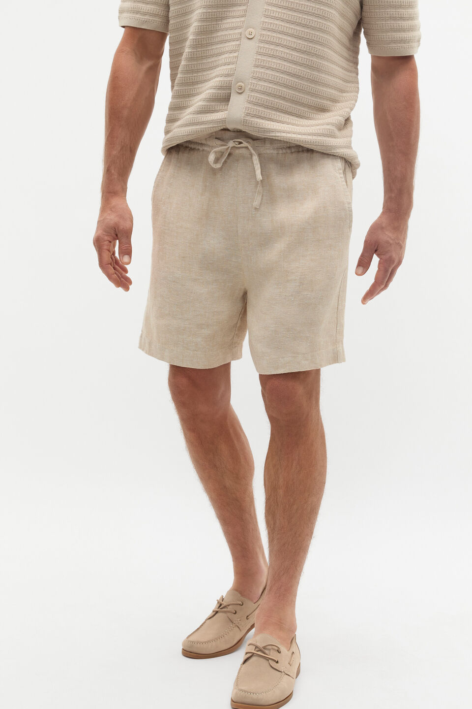 Linen Pullon Short  Almond