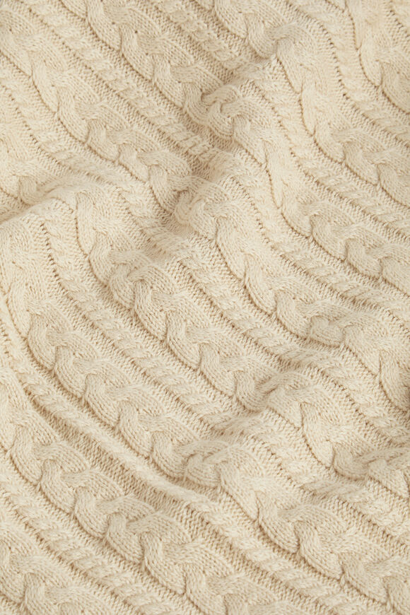 Core Cable Knitted Blanket  Neutral Core Cable Knitted Blanket  Neutral  hi-res