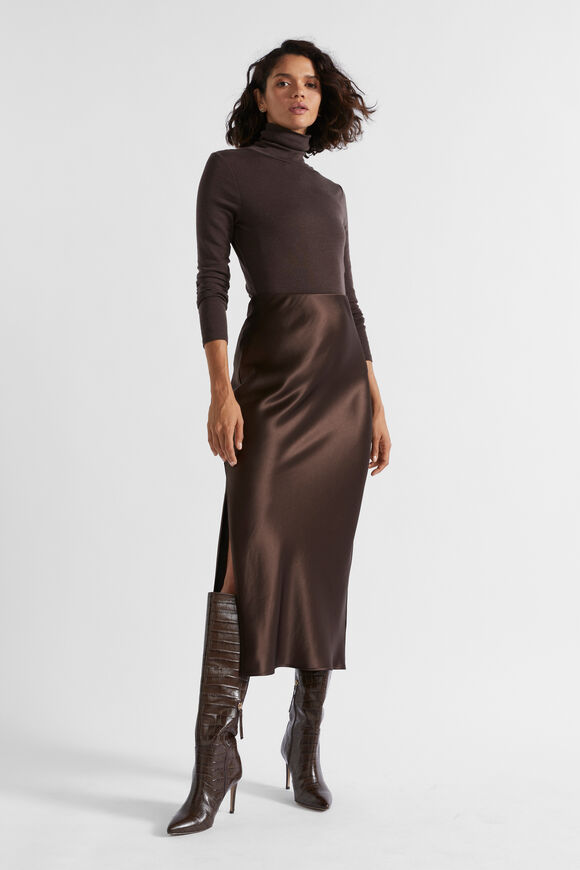 Satin Maxi Slip Skirt  Dark Espresso  hi-res