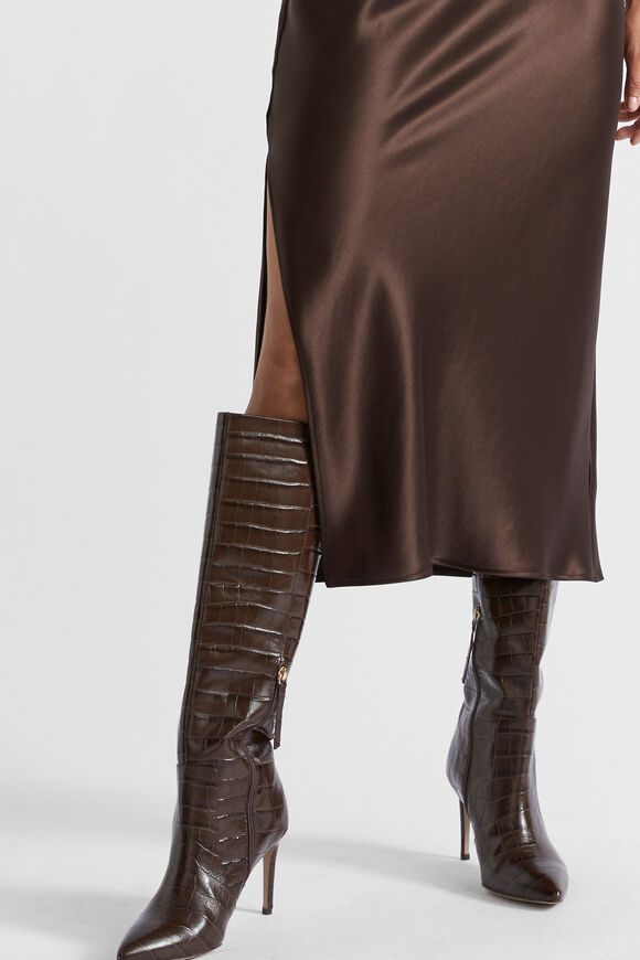 Satin Maxi Slip Skirt  Dark Espresso  hi-res