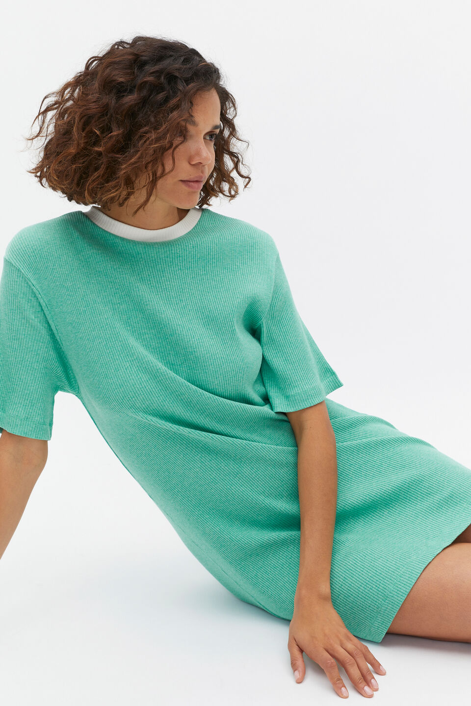 Ribbed Marle Nightie  Deep Emerald Marle