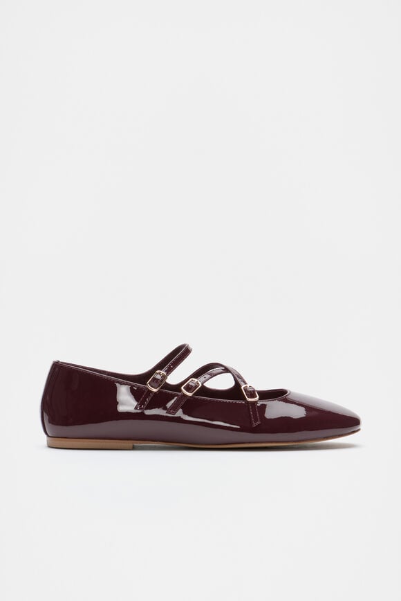 Cameron Triple Strap Ballet Flat  Dark Plum Patent Cameron Triple Strap Ballet Flat  Dark Plum Patent  hi-res
