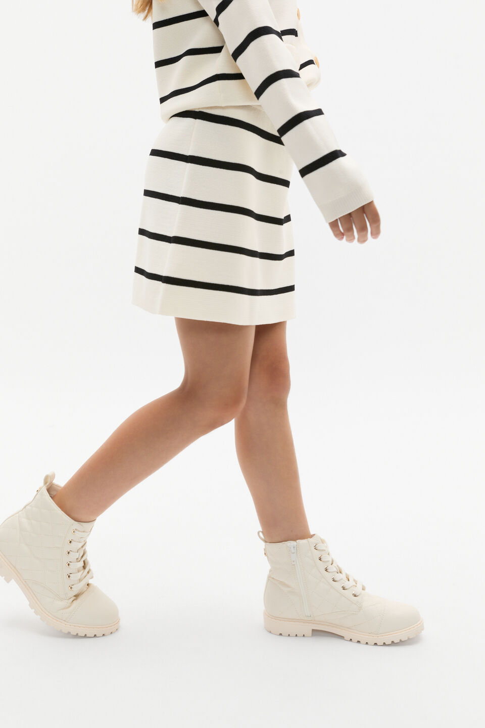 Stripe Knit Skirt  Classic Cream